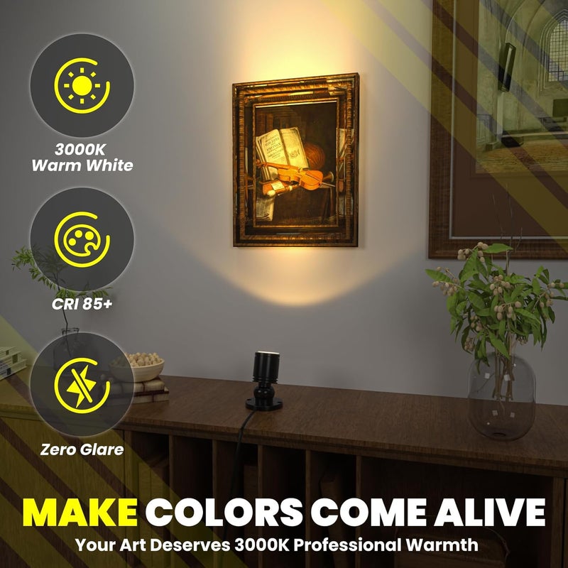 TobeBright Mini LED Spotlight Display Lights Plug in Indoor Small Spot Lights for Art Model Showcase, Wired Accent Uplights for Plant Picture (Warm White-2 Light 1 Plug) - Image 5